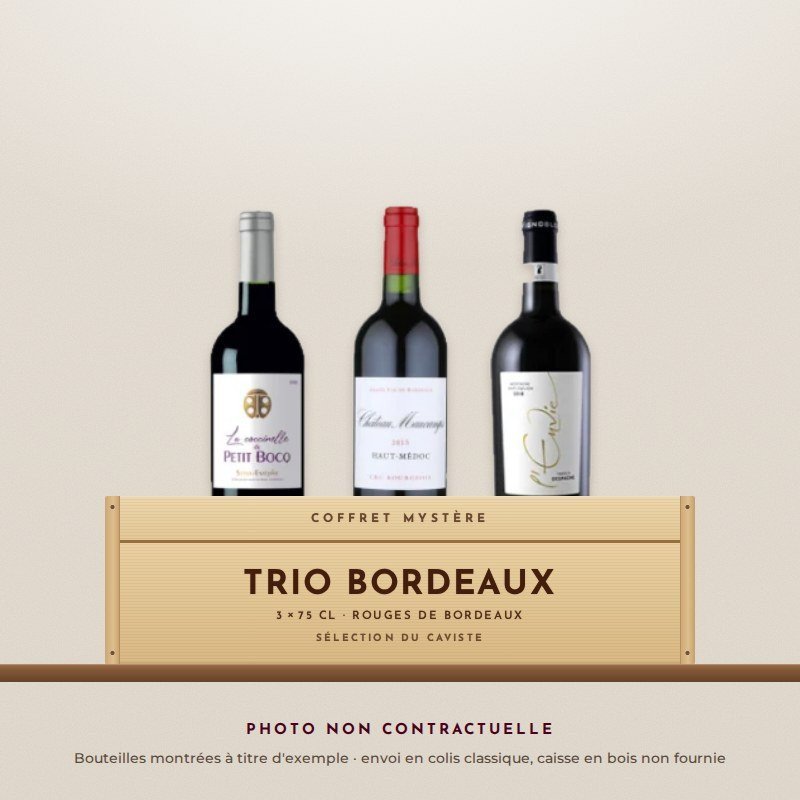 Coffret mystère Trio Bordeaux (photo non contractuelle) Coffret mystère Trio Bordeaux (photo non contractuelle)